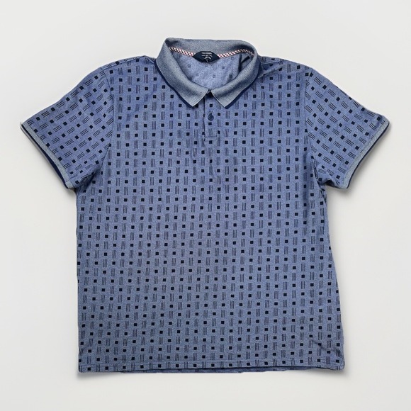 Ben Sherman Other - Ben Sherman Polo Shirt Men's Size XL Blue Stripe Square Abstract Knit Golf